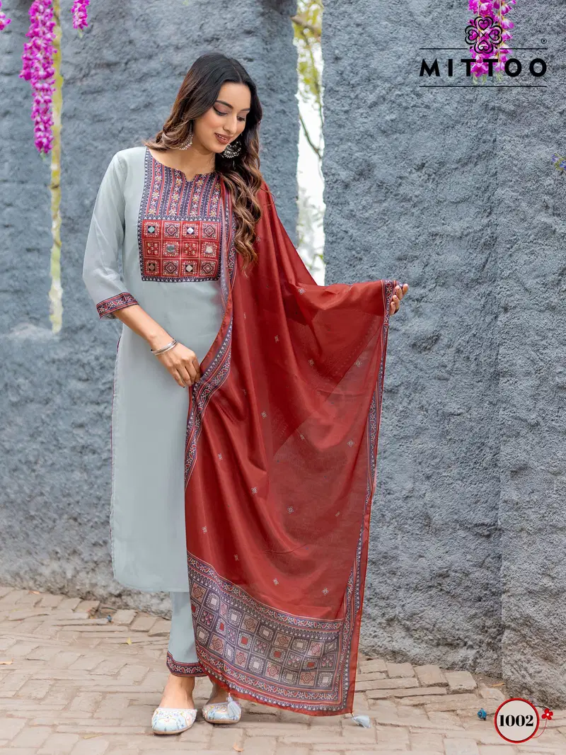 Amaya By Mittoo Modal Embroidery Kurti With Bottom Dupatta Exporters In India